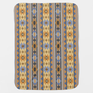 Southwest Design Gold Blue Gray Tribal Pattern Baby Blanket