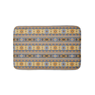 Southwest Design Gold Blue Gray Tribal Pattern Bath Mat