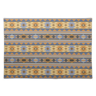 Southwest Design Gold Blue Gray Tribal Pattern Cloth Placemat
