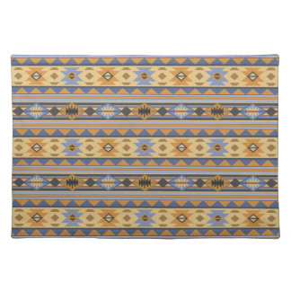 Southwest Design Gold Blue Gray Tribal Pattern Cloth Placemat