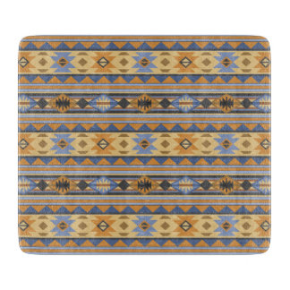 Southwest Design Gold Blue Gray Tribal Pattern Cutting Board