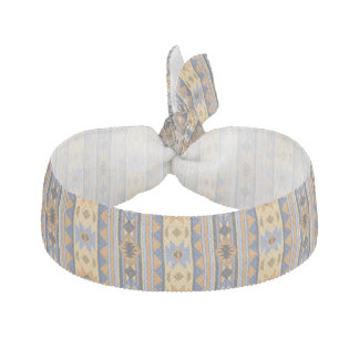 Southwest Design Gold Blue Gray Tribal Pattern Elastic Hair Tie