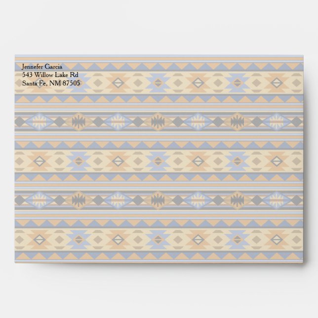 Southwest Design Gold Blue Gray Tribal Pattern Envelope (Front)