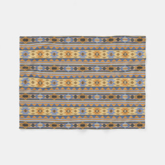 Southwest Design Gold Blue Gray Tribal Pattern Fleece Blanket