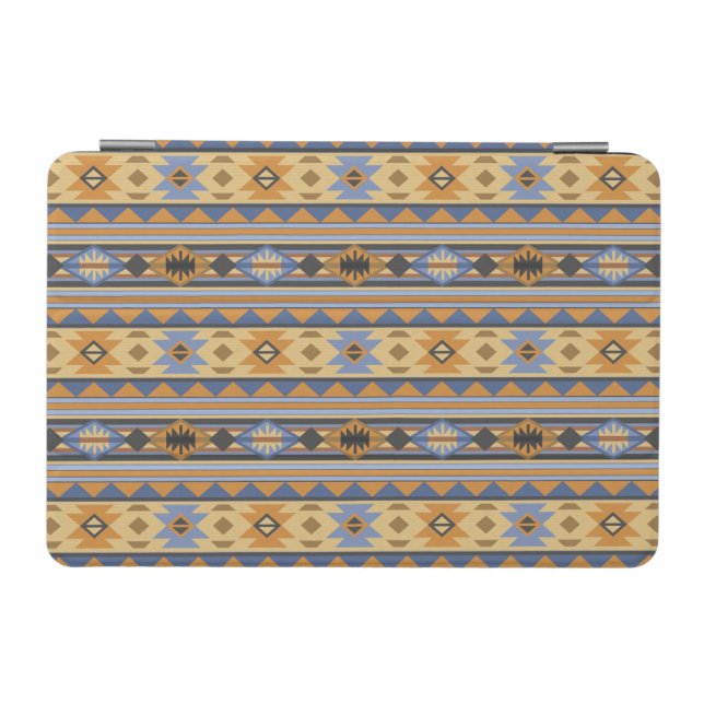 Southwest Design Gold Blue Gray Tribal Pattern iPad Mini Cover (Horizontal)