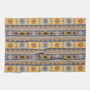 Southwest Design Gold Blue Gray Tribal Pattern Kitchen Towel