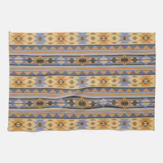 Southwest Design Gold Blue Gray Tribal Pattern Kitchen Towel