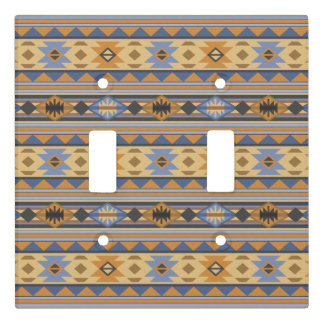 Southwest Design Gold Blue Gray Tribal Pattern Light Switch Cover