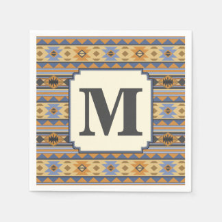 Southwest Design Gold Blue Gray Tribal Pattern Napkins