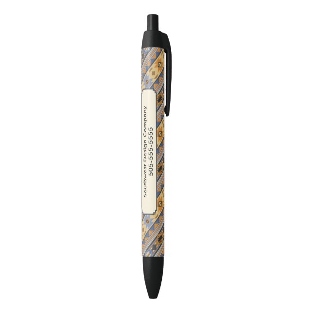 Southwest Design Gold Blue Gray Tribal Pattern Pen (Bottom (Vertical))