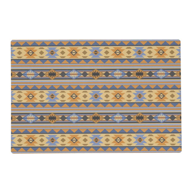 Southwest Design Gold Blue Gray Tribal Pattern Placemat (Front)