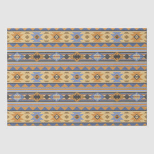 Southwest Design Gold Blue Gray Tribal Pattern Tissue Paper