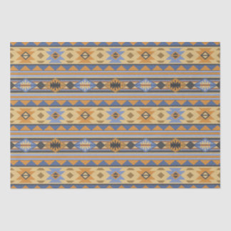 Southwest Design Gold Blue Gray Tribal Pattern Tissue Paper