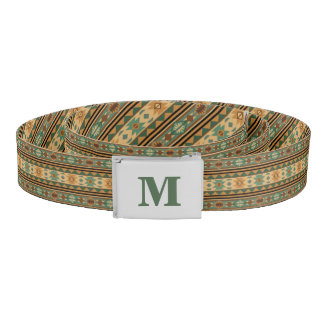 Southwest Design Green Brown Personalized Belt