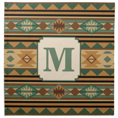 Southwest Design Green Brown Personalized Napkin