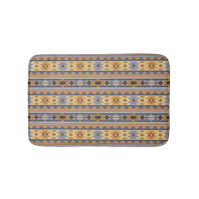 Southwest Design Green Brown Tan Bath Mat (Front)