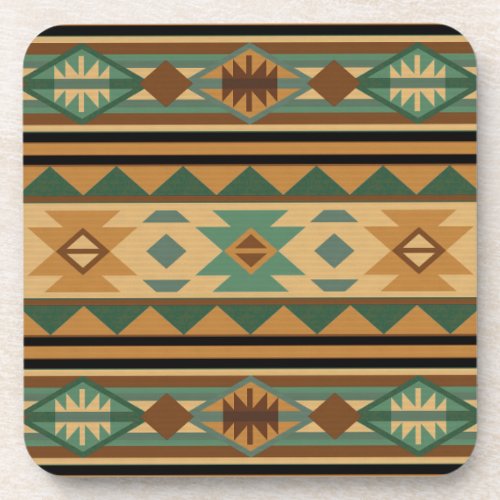 Southwest Design Green Brown Tan Beverage Coaster