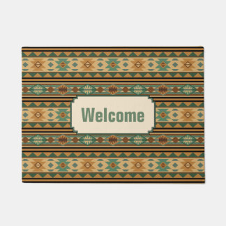 Southwest Design Green Brown Tan Doormat