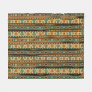 Southwest Design Green Brown Tan Fleece Blanket