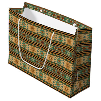 Southwest Design Green Brown Tan Large Gift Bag