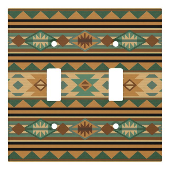 Southwest Design Green Brown Tan Light Switch Cover (Front)