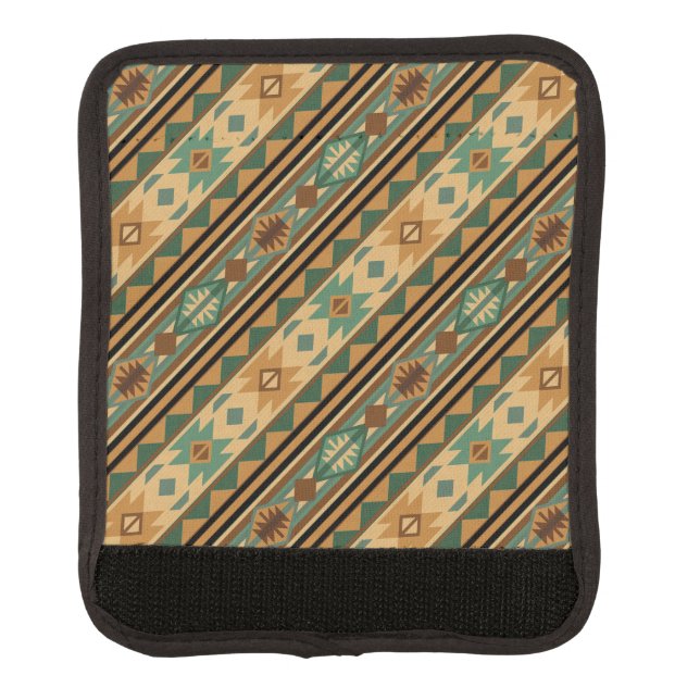 Southwest Design Green Brown Tan Luggage Handle Wrap (Front)