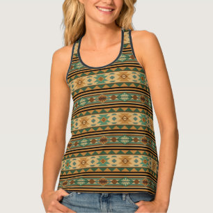 Southwest Design Green Brown Tan Tank Top