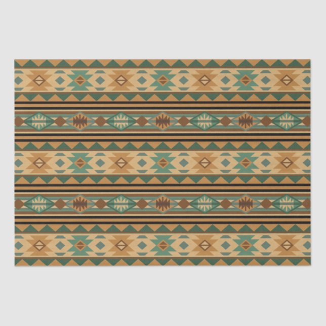 Southwest Design Green Brown Tan Tissue Paper (Front)