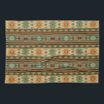 Southwest Design Green Brown Tan Towel<br><div class="desc">Native American southwestern Indian geometric pattern of warm earth tones of tan,  sand,  brown,  and green,  with accents of black. Perfect for decorating that Colorado desert mountain lifestyle.</div>