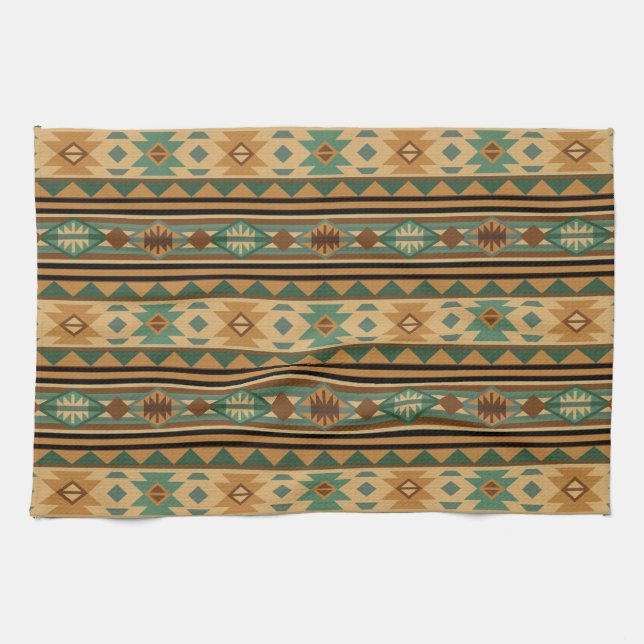 Southwest Design Green Brown Tan Towel (Horizontal)