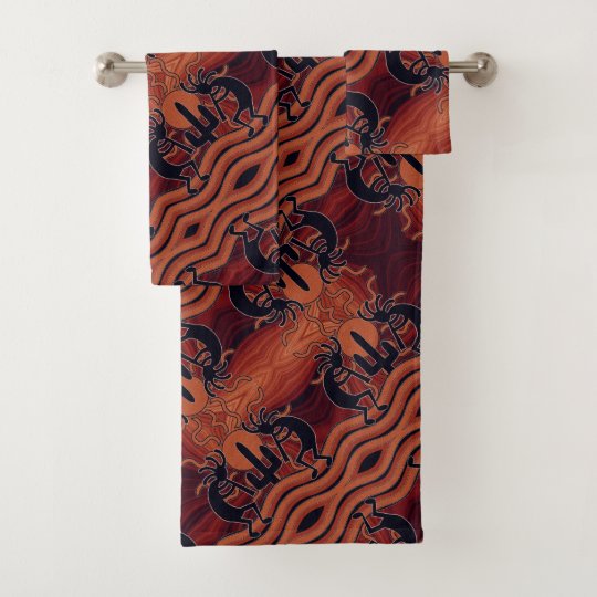 Southwest Design Kokopelli Orange & Black Pattern Bath ...