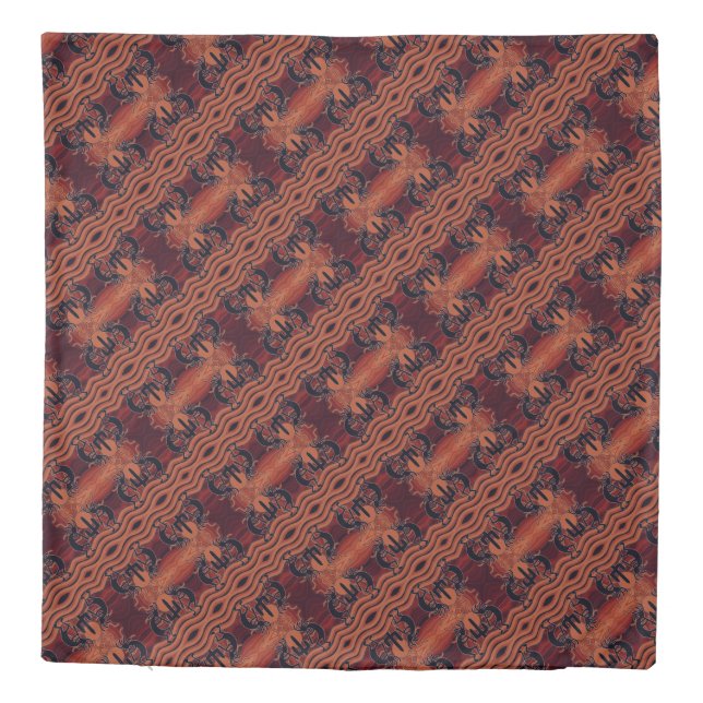Southwest Design Kokopelli Orange & Black Pattern Duvet Cover (Back)