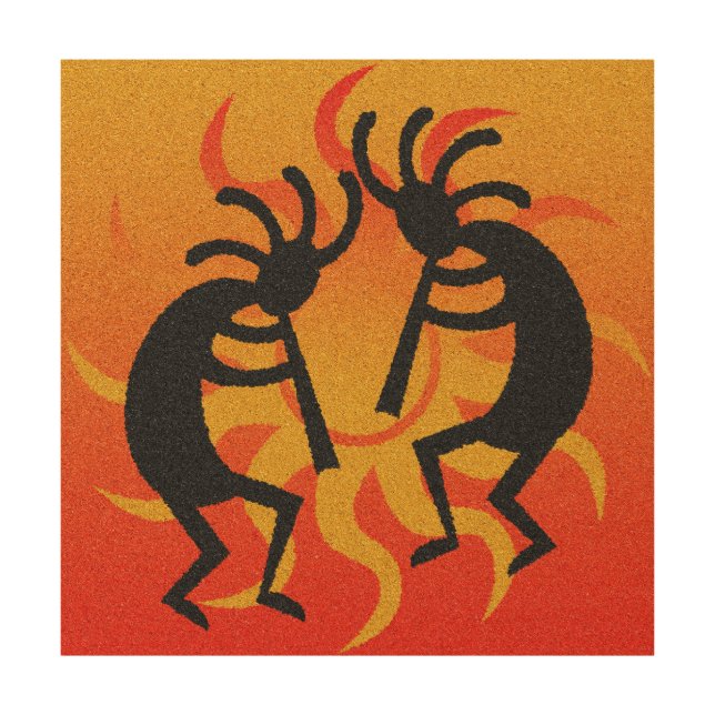 Southwest Design Kokopelli Tribal Sun Wood Wall Art (Front)