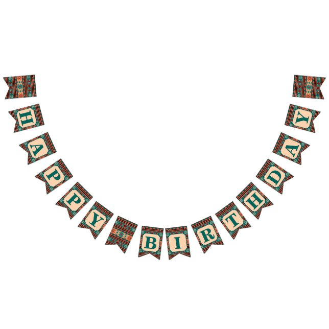Southwest Design Pattern Happy Birthday Bunting Flags (All)