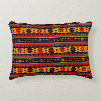 Southwest Design Red Black Gold Tribal Pattern Accent Pillow