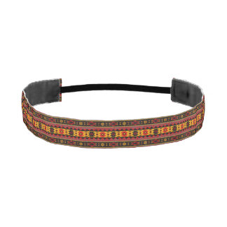 Southwest Design Red Black Gold Tribal Pattern Athletic Headband