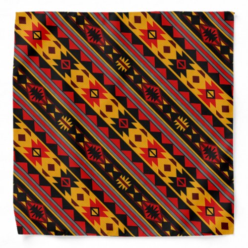 Southwest Design Red Black Gold Tribal Pattern Bandana