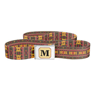 Southwest Design Red Black Gold Tribal Pattern Belt