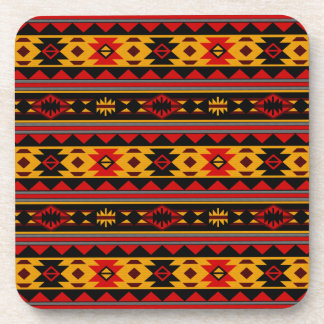 Southwest Design Red Black Gold Tribal Pattern Beverage Coaster