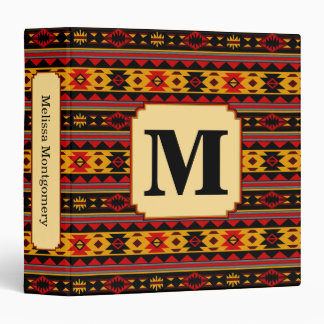 Southwest Design Red Black Gold Tribal Pattern Binder