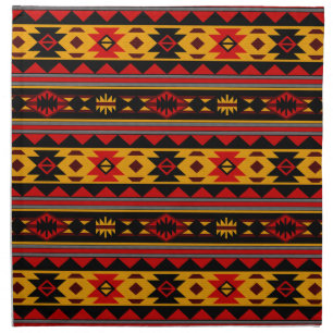 Southwest Design Red Black Gold Tribal Pattern Cloth Napkin