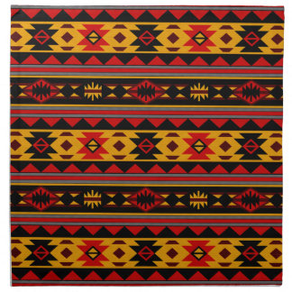 Southwest Design Red Black Gold Tribal Pattern Cloth Napkin