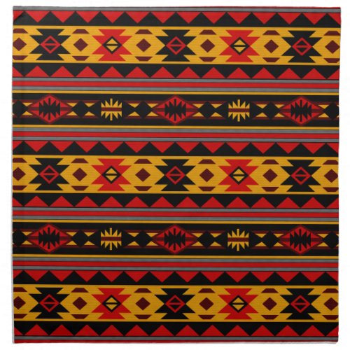 Southwest Design Red Black Gold Tribal Pattern Cloth Napkin