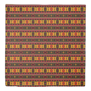 Southwest Design Red Black Gold Tribal Pattern Duvet Cover