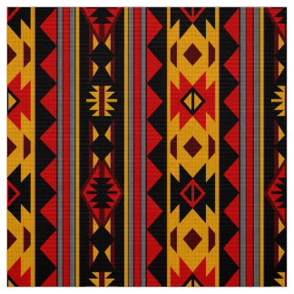 Southwest Design Red Black Gold Tribal Pattern Fabric