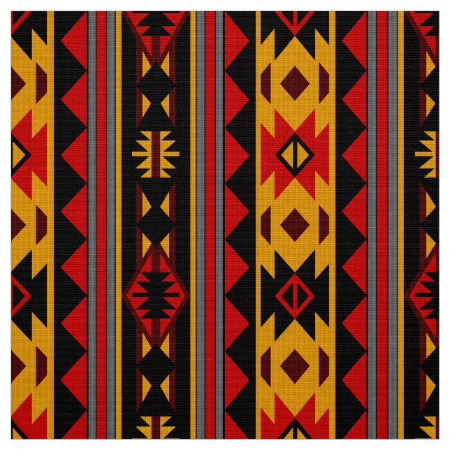 Southwest Design Red Black Gold Tribal Pattern Fabric (Swatch)