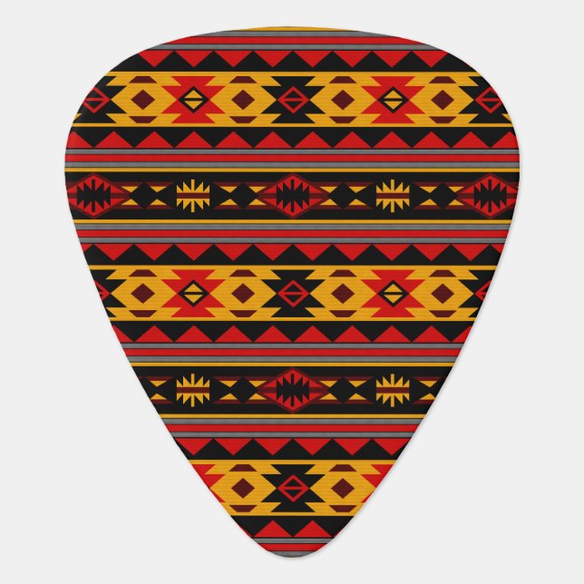 Southwest Design Red Black Gold Tribal Pattern Guitar Pick (Front)