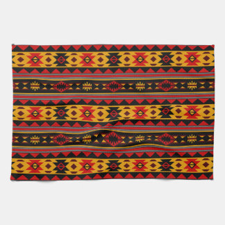 Southwest Design Red Black Gold Tribal Pattern Kitchen Towel