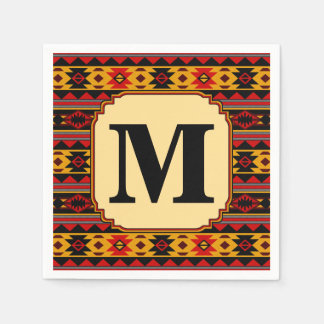 Southwest Design Red Black Gold Tribal Pattern Napkins