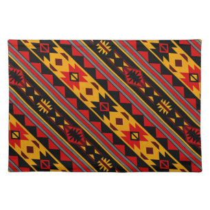Southwest Design Red Black Gold Tribal Pattern Placemat
